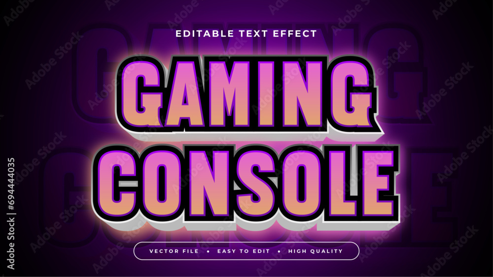 Poster peach pink and purple violet gaming console 3d editable text effect - font style