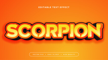 Orange and yellow scorpion 3d editable text effect - font style - obrazy, fototapety, plakaty