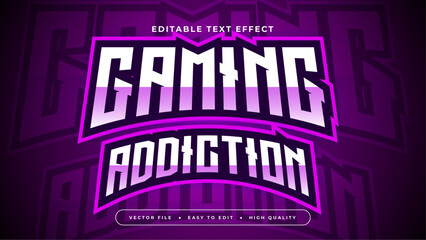 Purple violet and white gaming addcition 3d editable text effect - font style