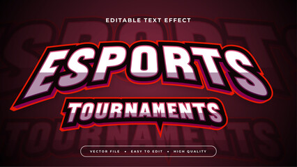 Red white and black esport tournaments 3d editable text effect - font style - obrazy, fototapety, plakaty