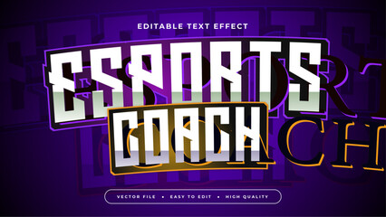 Orange white and purple violet esport coach 3d editable text effect - font style