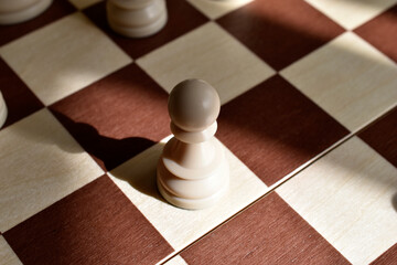 Beautiful chess pieces on the board. The chessboard. Chess competitions.