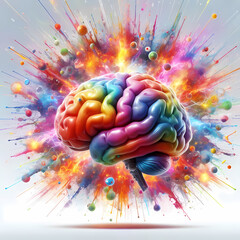 colorful background with brain in multiple colors
