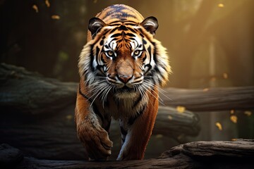 Portrait of a tiger with hypnotizing look. Generative AI - obrazy, fototapety, plakaty