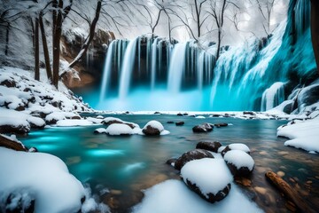 water fall from mountains in forest