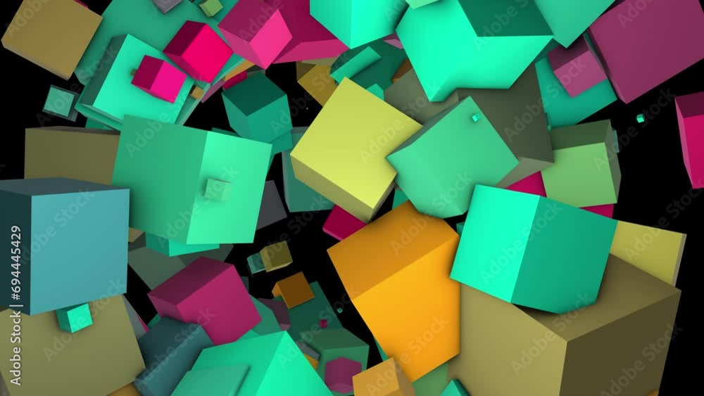 Poster abstract colorful cubes. computer generated 3d render