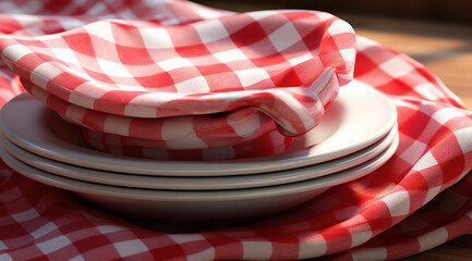 Obraz premium Red tablecloth cloth textile background white