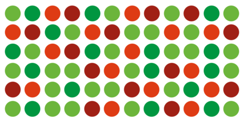 Red and green polka dot pattern. 
