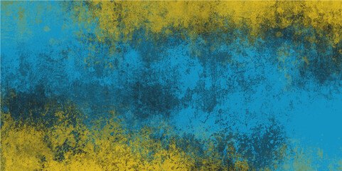 Yellow Lite blue metal surface wall cracks brushed plaster wall background grunge surface paper texture close up of texture.earth tone stone wall cement wall illustration.
