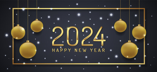 Merry christmas and happy new year 2024 banner template for decoration
