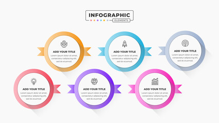 Vector label infographic design template with icons and six options or steps. It can be used for process diagrams, presentations, workflow layouts, banners, and flow charts.