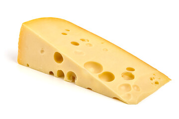 Maasdam cheese, isolated on white background.