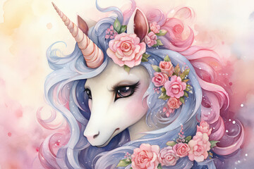 Girl cute animal background illustration horse unicorn magical design fantasy dream cartoon