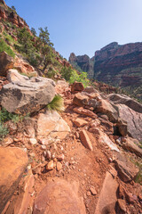 hiking the grandview trail in the grand canyon national park, arizona, usa