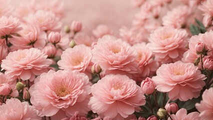 Fototapeta premium Delicate natural floral background in light pink pastel colors. Pink flowers in nature close up with soft focus.