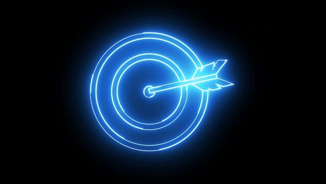 Animated arrow target board icon with a glowing neon effect