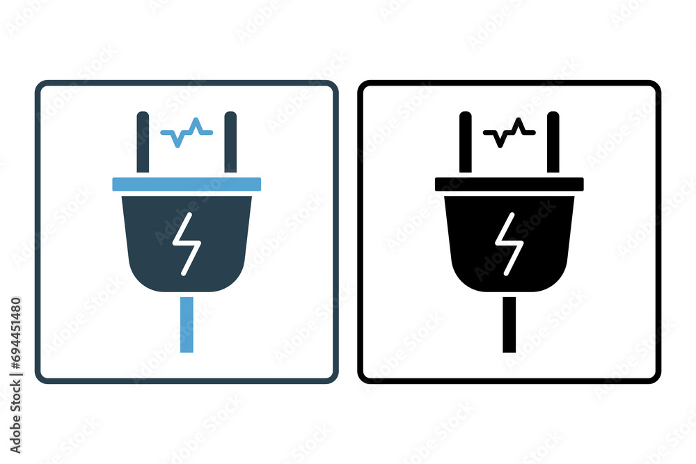 Poster electric plug icon. icon related with energy and technological development . solid icon style. simpl