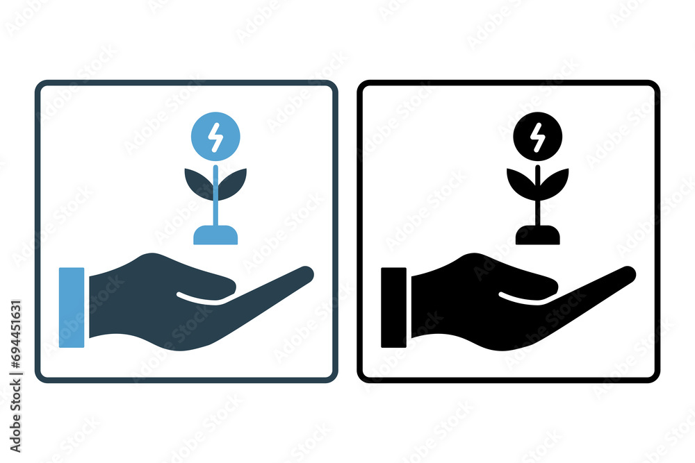 Poster energy efficiency icon. icon related with energy and technological development . solid icon style. s
