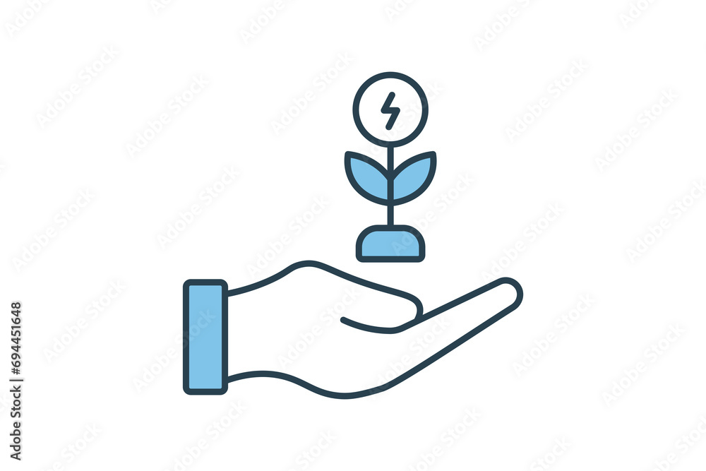 Poster energy efficiency icon. icon related with energy and technological development . flat line icon styl