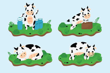 cow milk cartoon vector illustration design