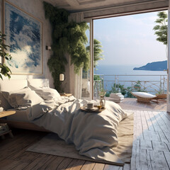 Bedroom in a beautiful setting of the Mediterranean Sea