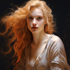 Fototapeta premium a orange blonde hair coloured women with a levende