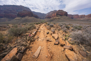 hiking the tonto trail in the grand canyon national park, arizona, usa