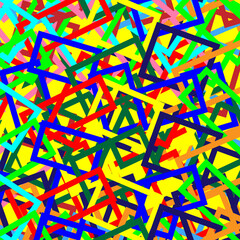 Bright vector abstract background in the form of multi-colored quadrangles on a yellow background