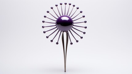 purple hairpin, capturing its regal appearance and durable material, set against a pure white background for a visually striking composition.