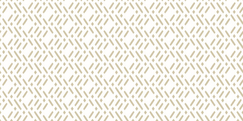 Vector golden geometric seamless pattern in traditional asian style. Ethnic motif ornament with diagonal lines, rhombuses, mesh, grid. Modern abstract white and gold texture. Luxury background design