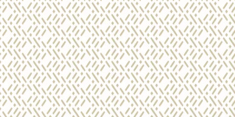 Fotobehang Vector golden geometric seamless pattern in traditional asian style. Ethnic motif ornament with diagonal lines, rhombuses, mesh, grid. Modern abstract white and gold texture. Luxury background design © Olgastocker
