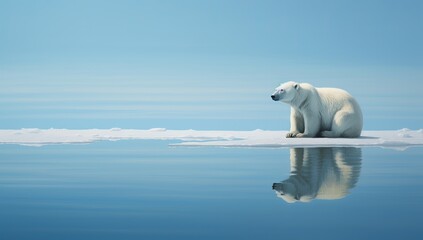 Generative AI image of polar bear in an arctic river