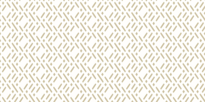 Vector golden geometric seamless pattern in traditional asian style. Ethnic motif ornament with diagonal lines, rhombuses, mesh, grid. Modern abstract white and gold texture. Luxury background design