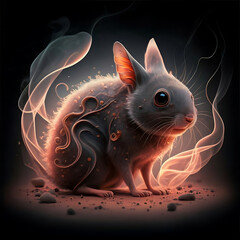 an ethereal and mesmerizing image of an Dunnart Embrace the styles of illustration, dark fantasy, and cinematic mystery the elusive nature of smoke