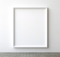 Blank white picture frame on a white wall