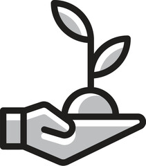 Helping hand line icon. Charity gesture sign. Startup plant symbol. Quality design element. Linear style helping hand icon. Editable stroke. Vector