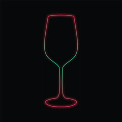 wine glass glow neon logo elements, wine glass glow neon logo template