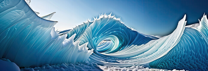 seascape with waves turned into ice