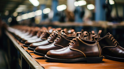 Mass production of footwear in a manufacturing plant