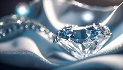 Zelfklevend Fotobehang Blue diamond and white diamonds jewellery design collection gem masterpiece, luxury exclusive sapphire gemstone and exquisite premier bespoke jeweller custom-cut sapphires. Generative Ai © Anneleven
