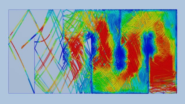 CFD simulation Computational fluid dynamics -  Koncking box with different particles 0.9 mm airflow simulation