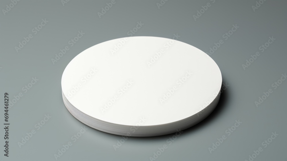 Poster A round white object is placed on a gray surface. This image can be used for various purposes