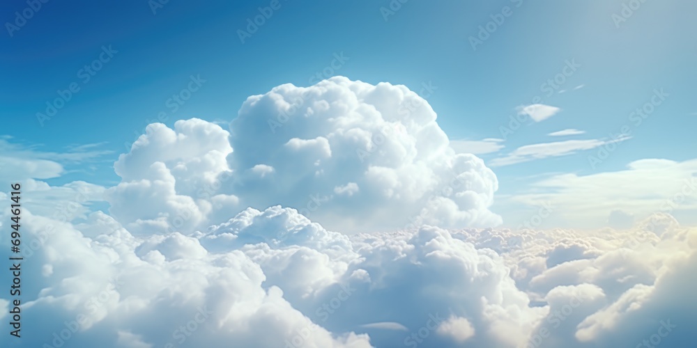 Poster a scenic view of the sky as seen from an airplane. suitable for travel and aviation-related projects