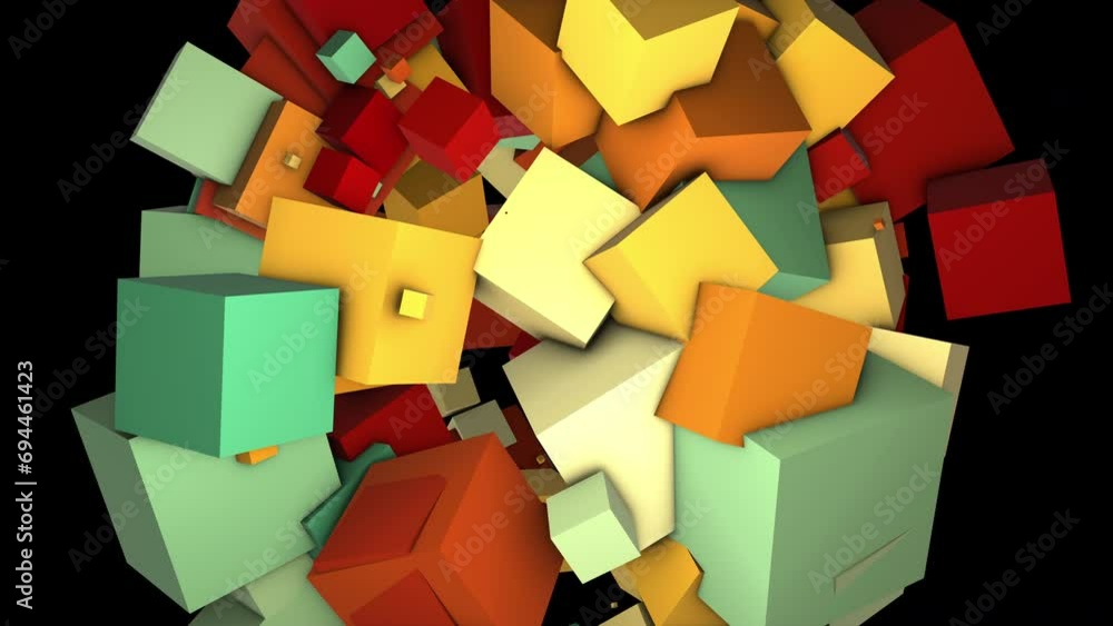 Poster abstract colorful cubes. computer generated 3d render