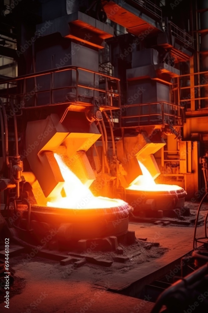 Aufkleber A group of workers engaged in various tasks in a factory. This image can be used to depict industrial work, manufacturing processes, teamwork, or factory production