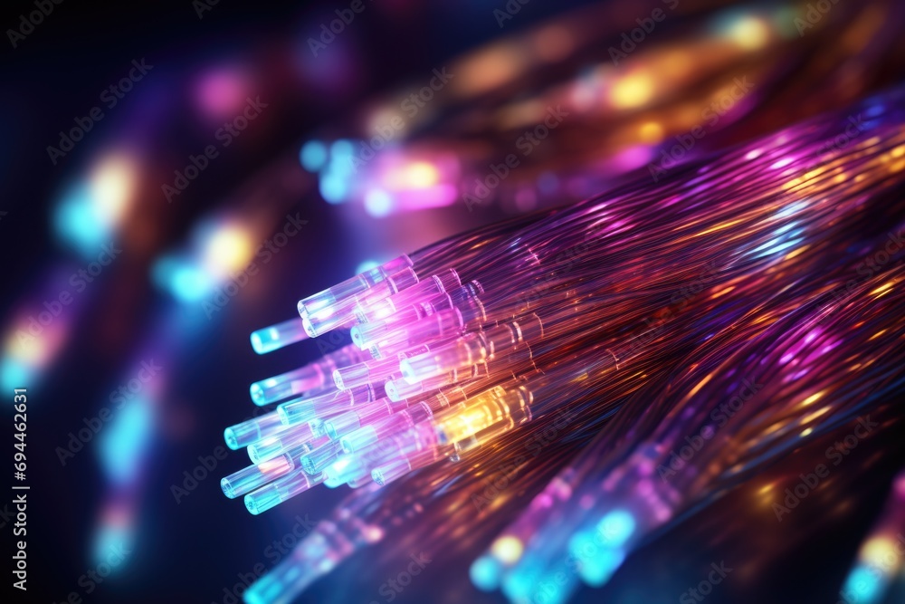 Poster A close-up view of a bunch of multicolored wires. This image can be used to depict technology, connectivity, or electrical systems