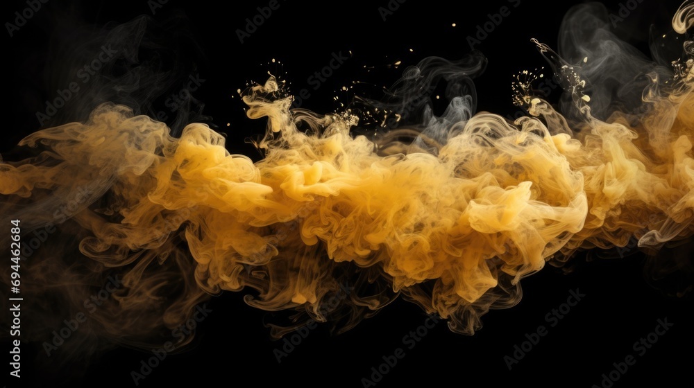 Aufkleber A visually striking image of yellow and white smoke on a black background. Perfect for adding a dramatic touch to various projects