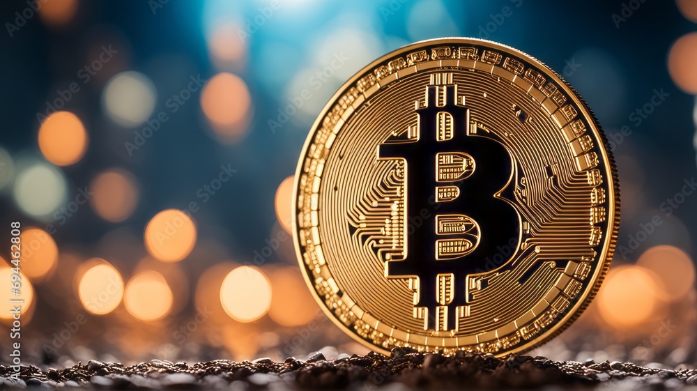 Aufkleber Digital Bitcoin Currency is a new form of currency that uses blockchain technology. It is digital and makes cash transactions fast and secure.