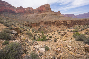 hiking the tonto trail in the grand canyon national park, arizona, usa