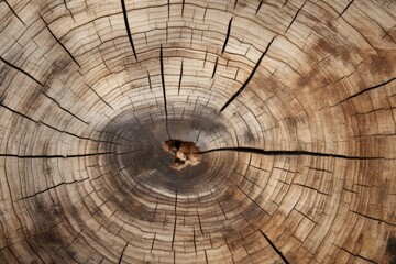 A cat sitting in the center of a tree stump. Perfect for nature and animal lovers